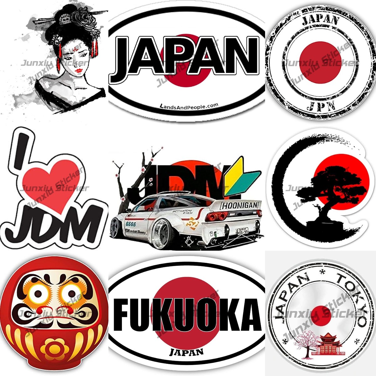 Car Accessories In Tokyo - Stiker bulat cap budaya Jepang pohon