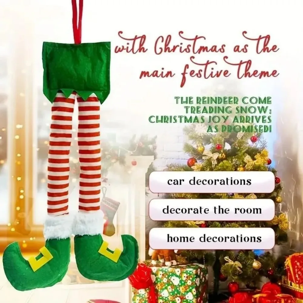 Car Accessories Xmas - Dekorasi Mobil Kaki Elf Bergaris Natal,
