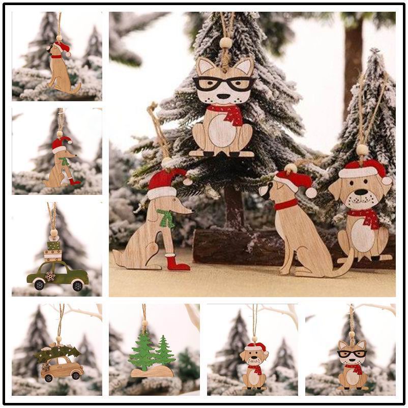 Car Accessories Xmas - 8 PCS Hiasan Natal Gantung Kayu